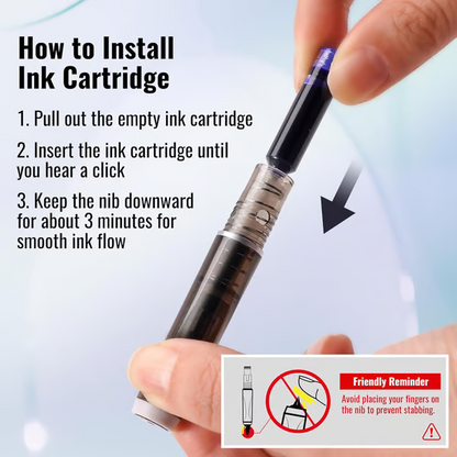 Stylo Plume Rétractable Et Rechargeable Avec Cartouches D'Encre