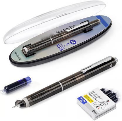 Stylo Plume Rétractable Et Rechargeable Avec Cartouches D'Encre