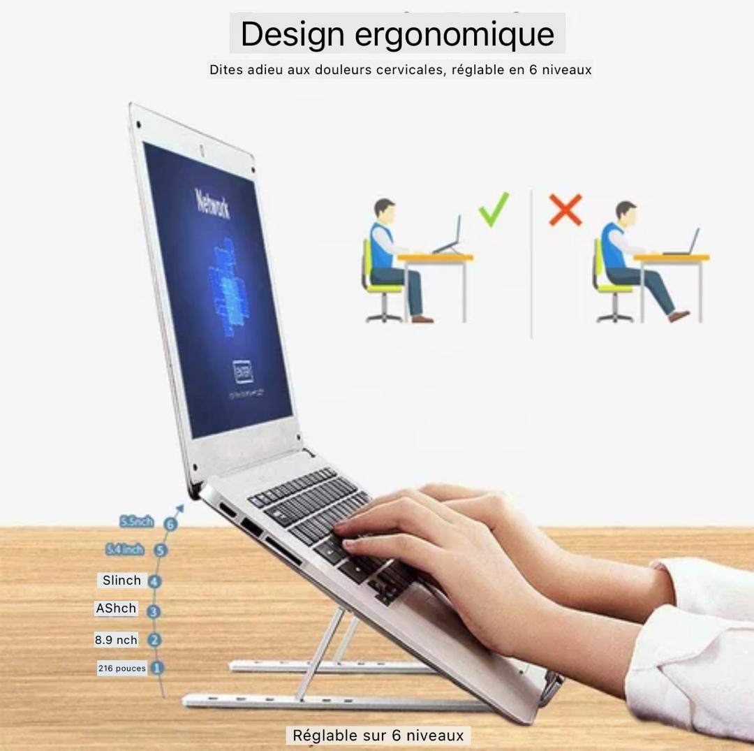 Support Ordinateurs Portables | Pliable, Ergonomique, Compatible avec Tous les Modèles