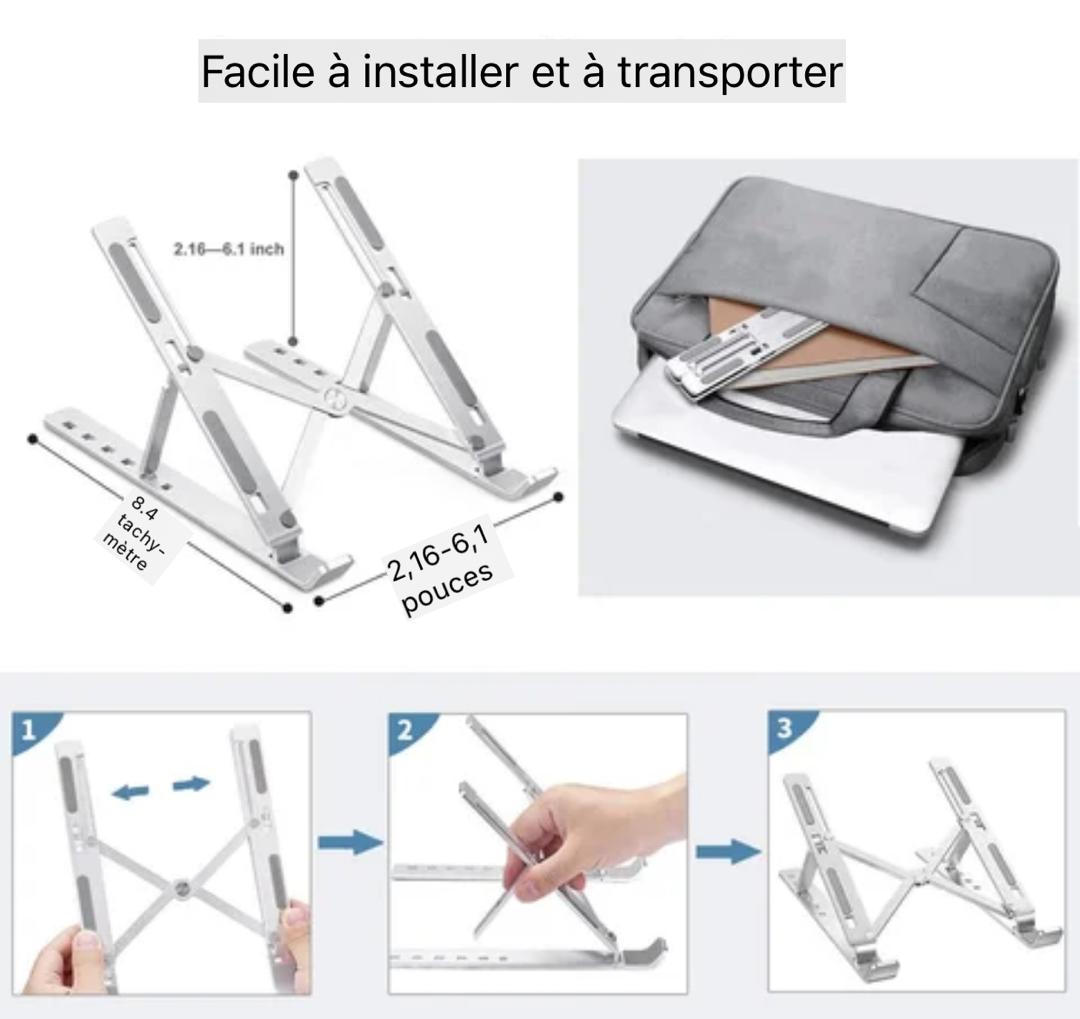 Support Ordinateurs Portables | Pliable, Ergonomique, Compatible avec Tous les Modèles