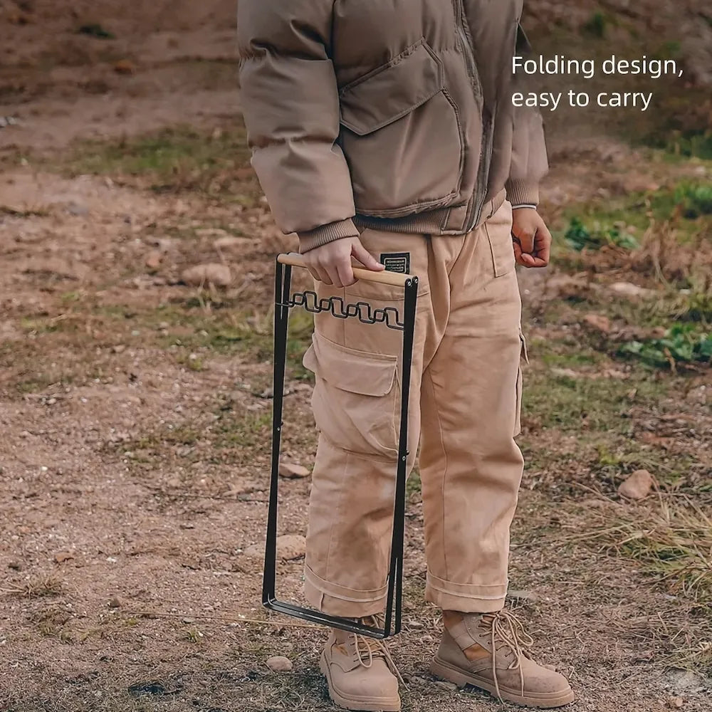 Panda Poubelle Porte Cuisine | Fer Forgé Pliable avec Poignée en Bois
