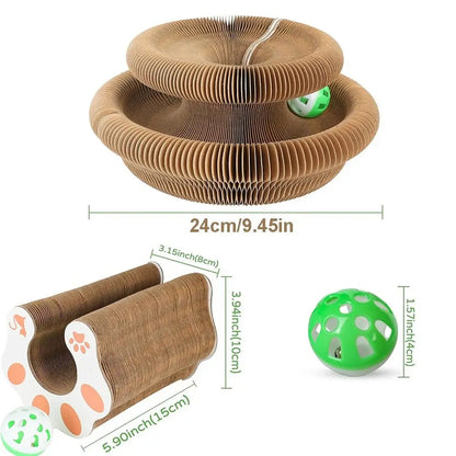 Transformable Kitty Kurlz Cat Toy Wear-Resistant No Crumbs Cat Accordion Magic Organ Resistant To Scratching Ball Scratch Pad