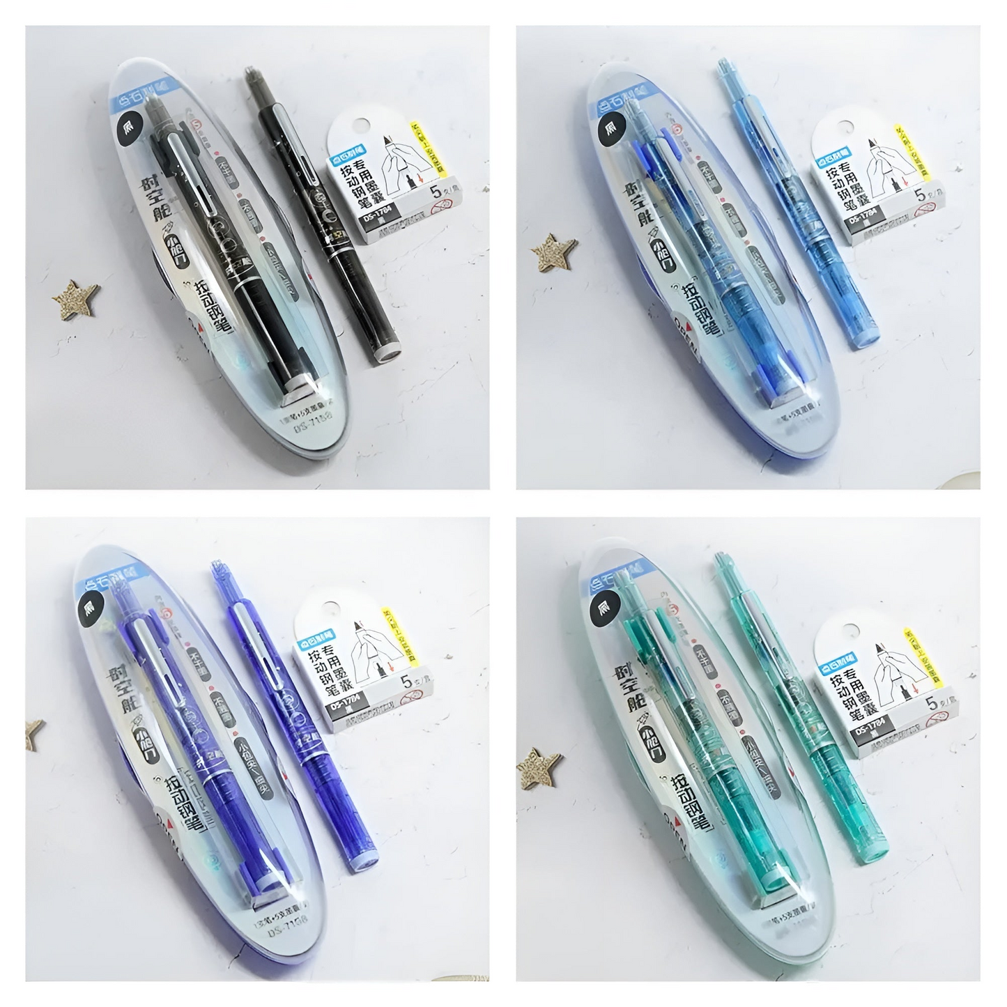 Stylo Plume Rétractable Et Rechargeable Avec Cartouches D'Encre