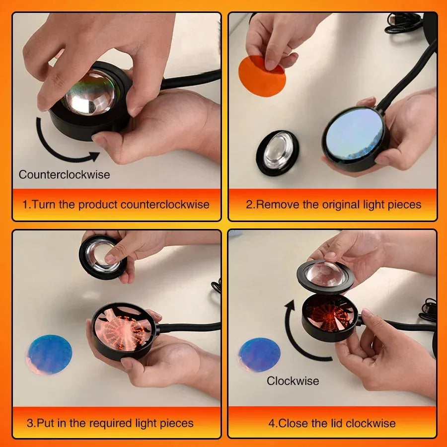 Soleil Lampe de Projecteur | LED Multicolore, Réglable à 360 Degrés