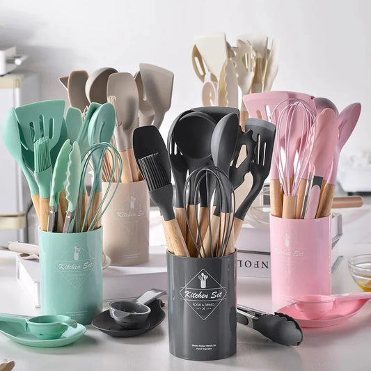 Soleil Ustensiles de Cuisine | Silicone Antiadhésif, 12 Pièces, Résistant à la Chaleur