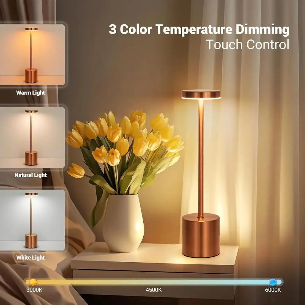 Tango Lampe de Table Sans Fil | Lampe LED Rechargeable, Tactile, Aluminium