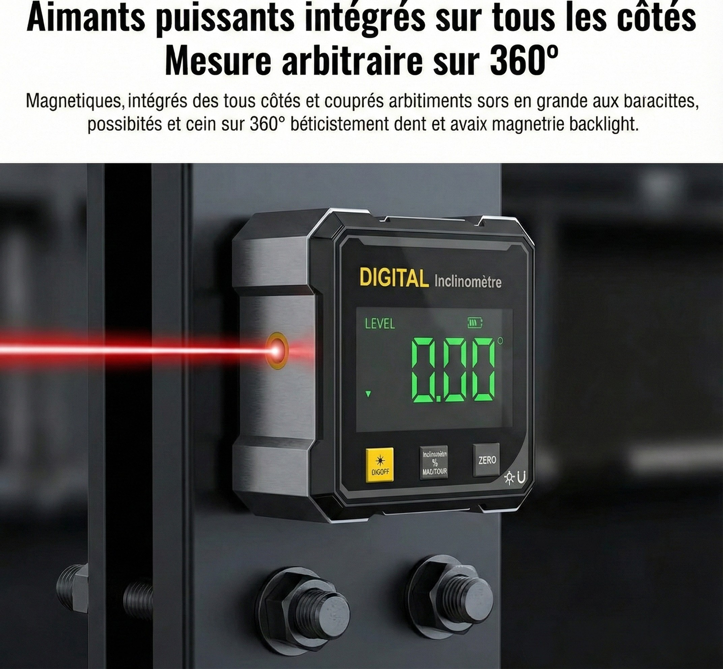 LaserPro | Rapporteur d’angle digital magnétique avec projection laser