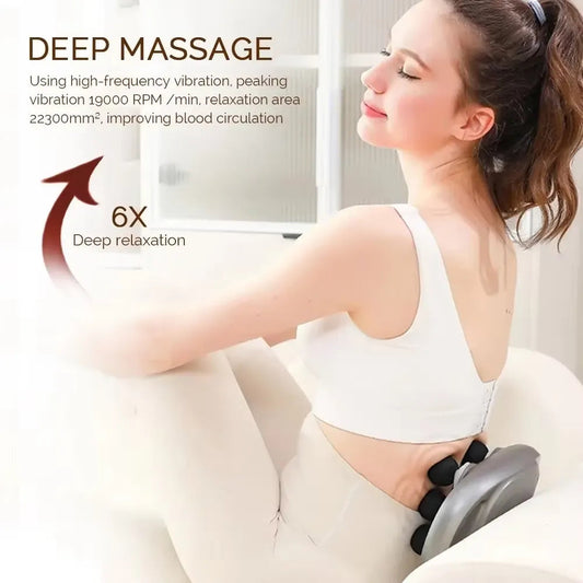 VibraFlex Pistolet de Massage Musculaire | 6 Têtes, Contrôle Tactile, 9 Niveaux d'Intensité